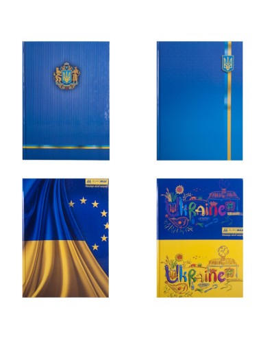 Канцелярська книга «Українська символіка» А4 на 96 аркушів у клітинку з твердою палітуркою та ламінованою обкладинкою, в асортименті, ТМ Buromax