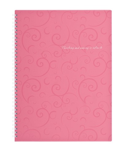Канцелярська книга А4 «Barocco» на 80 аркушів у клітинку на спіралі з пластиковою обкладинкою, рожева, ТМ Buromax
