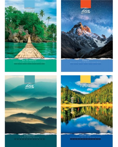 Канцелярська книга «Природа» на 80 аркушів у клітинку на скобі з ламінованою обкладинкою, в асортименті, ТМ Рюкзачок