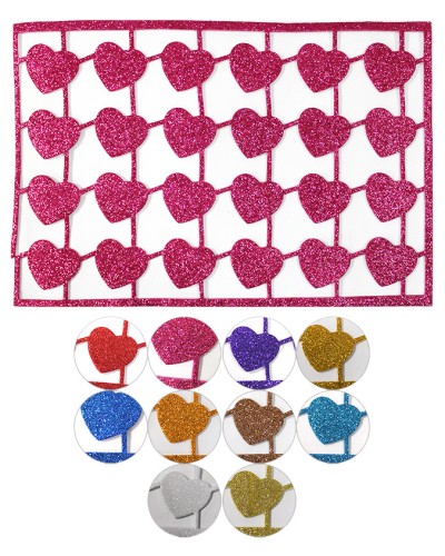 Фоаміран А4 «Серця», 1,8 мм, з глітером та клеєм, 10 аркушів