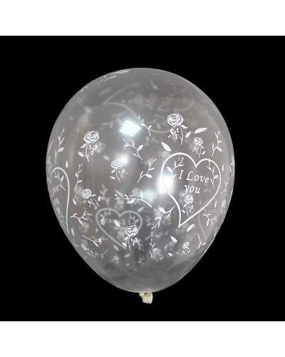 Кульки повітряні «I Love You», 30 см, прозорі, білі, 100 шт. в упаковці