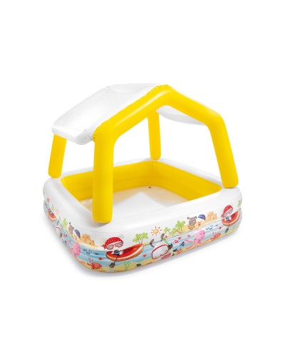 Басейн надувний «Морське дно»157х157х122 см з навісом вініловий від 3 років з ремкомплектом, ТМ Intex