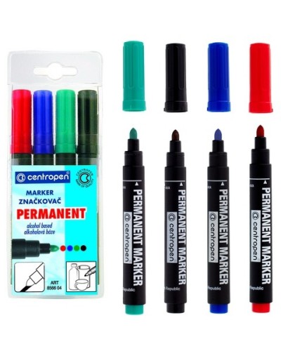 Набір маркерів перманентних, 2,5 мм, 4 шт. в блістері, ТМ Centropen