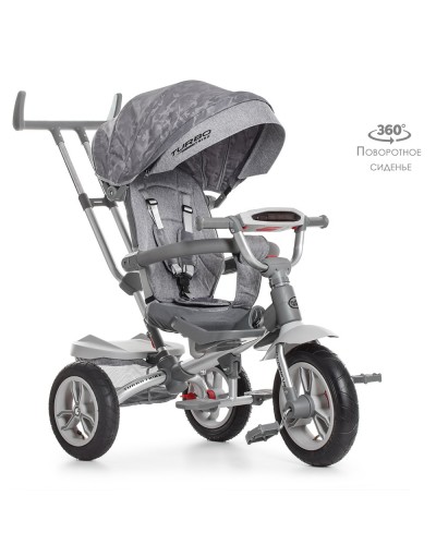 Велосипед 3-колісний, гума (12/10), колясочний, поворот, регул. керма, світло, сірий