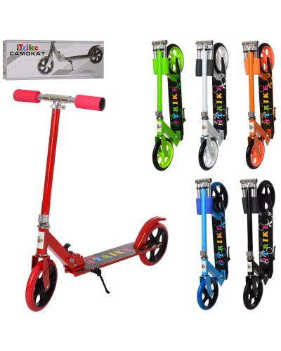 Самокат 2-колісний на сталевій рамі з колесами ПУ 200 мм, кермом 75-98,5 см, підніжкою 46х11 см, в асортименті