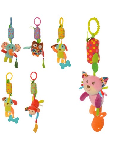 Підвіска на коляску «Тварини» з прорізувачем 45 см плюшева, в асортименті, у пакеті 10х17х6 см