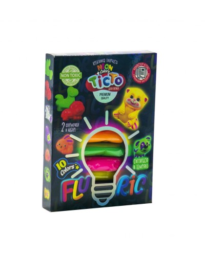 Набір тіста для ліплення «Fluoric» на 10 кольорів, у коробці 18х13х2,5 см, ТМ Данко Тойс