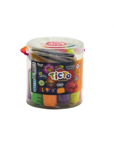 Набір тіста для ліплення «Fluoric» на 12 кольорів, у коробці 7х7х19,5 см, ТМ Данко Тойс