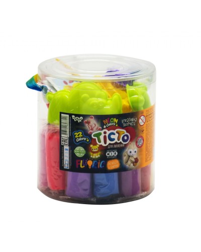 Тісто для ліплення «Fluoric» на 22 кольори, у тубі 10х10х11,5 см, ТМ Данко Тойс