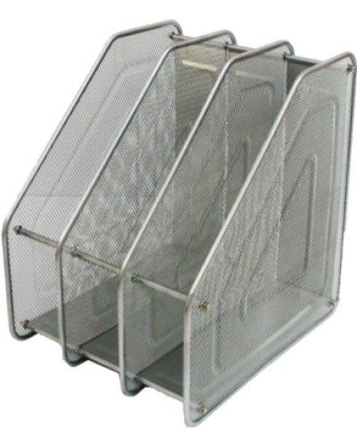 Лоток вертикальний металевий на 3 відділення срібний 350х280х80 мм, ТМ Leader