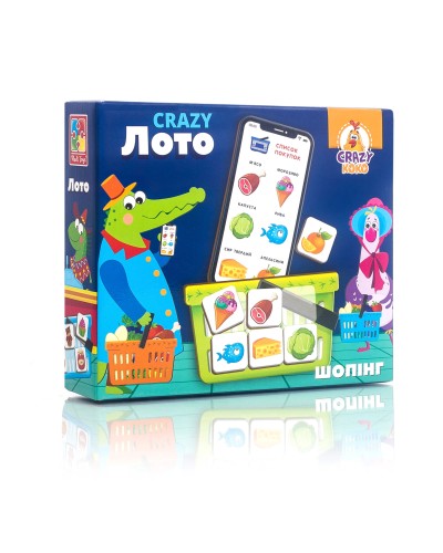 Лото «CRAZY» з 4 списків продуктів, 4 кошиків та 28 карток, у коробці 21х5х18 см, ТМ Vlady Toys