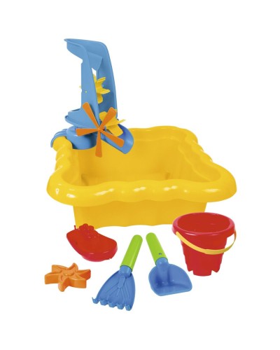 Набір для піску та води з млинком 7 елементів, жовтий, TM WADER