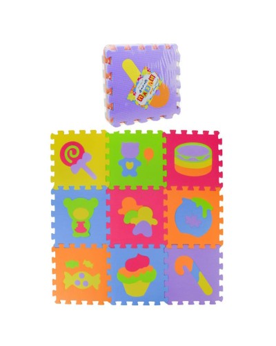 Килимок пазл 9 деталей, картинки, в асортименті, в плівці 30х30 см