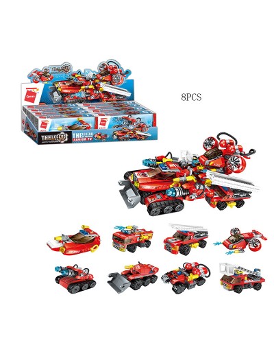 Конструктор Brick «Пожежна техніка» в асортименті, 8 шт у дисплей-боксі 43,1х19,2х9,4 см