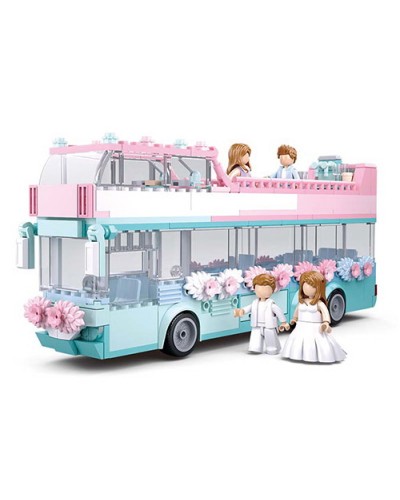 Конструктор SLUBAN «Автобус весілля», 379 деталей, посуд, фігурки, у коробці 43х33,5х7 см