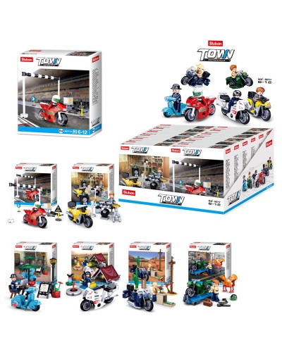 Конструктор «Мотоцикл» на 45 деталей з фігуркою, в асортименті, 12 шт. у дисплей боксі 30х17х29 см