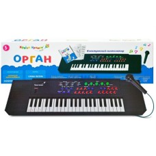 Синтезатор на 3,5 октави та 8 ритмів з мікрофоном та книгою нот,від мережі або батарейки, у коробці 78,5х8,5х2 см
