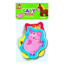 Бебі пазли «Ферма»: 4 пазли на 16 елементів, у пакеті 16х26 см, ТМ Vladi Toys