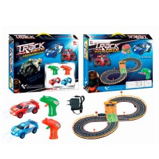 Трек від мережі, автомобілі 2 шт. по 10 см, пульт 2 шт., в асортименті, у коробці 49х36х6,5 см