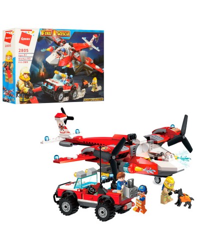 Конструктор «Пожежна бригада» 369 деталів, літак, джип, фігурки, у коробці 37х28х7 см, Qman