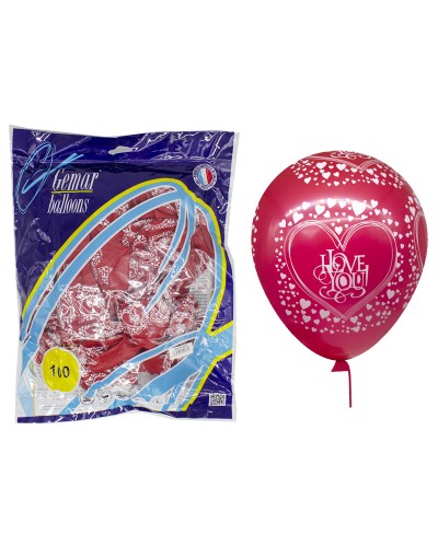 Кульки повітряні «I love you», 30 см, червоні сердечка, 100 шт. в упаковці