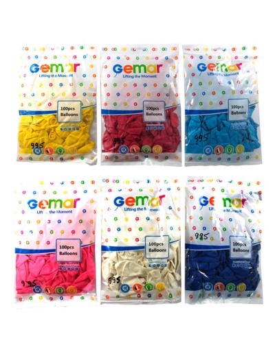 Кульки повітряні 30 см, стандартні, 100 шт. в уп., білі Gemar