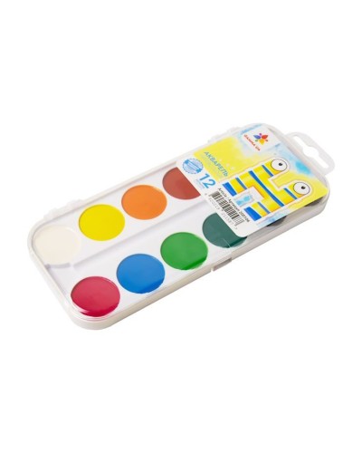 Фарби акварельні «Захоплення» на 12 кольорів без пензля, пластик, ТМ Гамма-Н