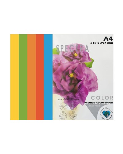 Папір кольоровий А4 50 аркушів на 5 кольорів 160 г/м2, інтенсив мікс, SPECTRA COLOR