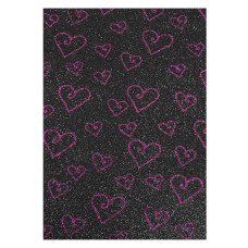 Фоаміран А4 товщиною 2 мм 10 аркушів з глітером та принтом, чорний, Флексика