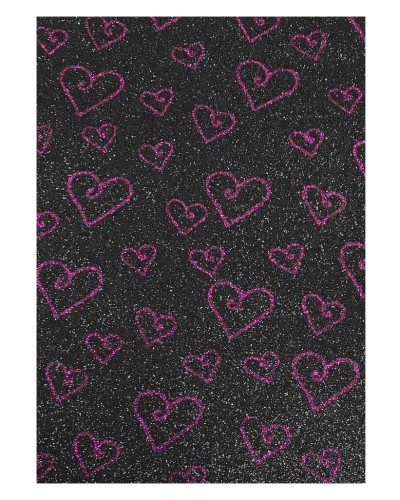 Фоаміран А4 товщиною 2 мм 10 аркушів з глітером та принтом, чорний, Флексика