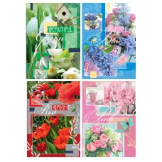 Блокнот «Квіти» А5 на 72 аркуші у клітинку з твердою ламінованою обкладинкою, в асортименті, ТМ Рюкзачок