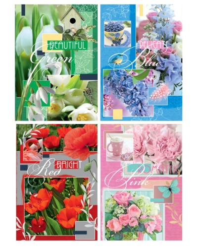 Блокнот «Квіти» А5 на 72 аркуші у клітинку з твердою ламінованою обкладинкою, в асортименті, ТМ Рюкзачок