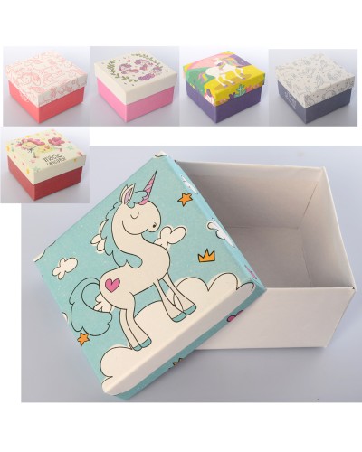 Скринька картонна «Єдиноріг» сувенірна 9х9х5,5 см, в асортименті