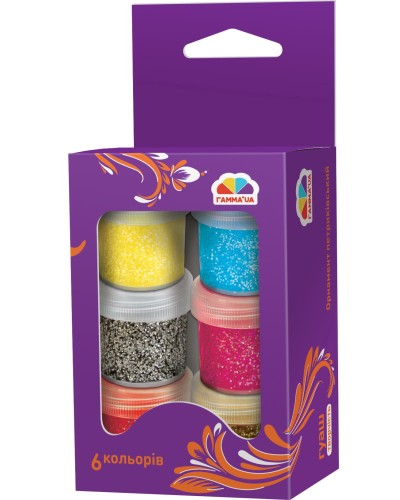 Фарби гуашеві «Творчість» на 6 кольорів по 10 мл з блискітками, Гамма-Н