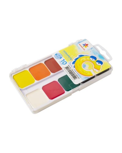 Фарби акварельні «Захоплення» на 10 кольорів без пензля, пластик, ТМ Гамма-Н