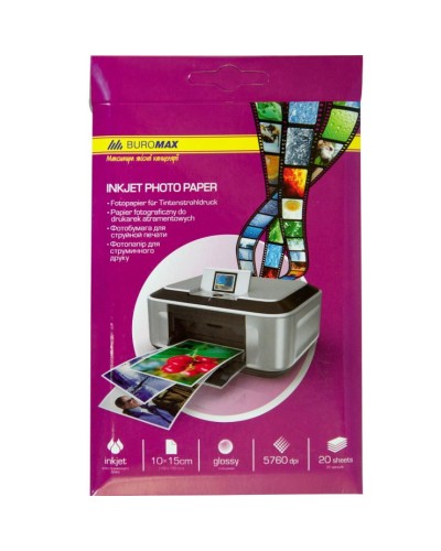 Фотопапір глянцевий 10х15 см 200 г/м2 20 аркушів,ТМ Buromax