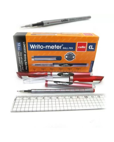 Ручка «Writo-meter» масляна червона 10 км 0,5 мм, ТМ Cello