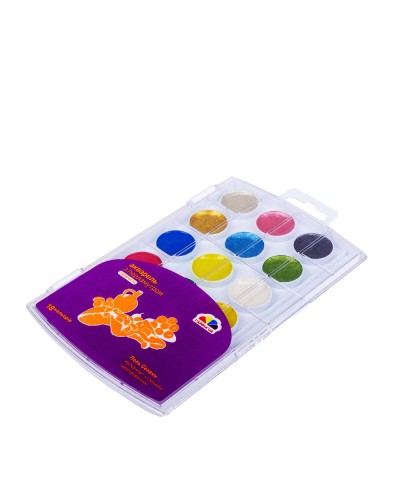 Фарби акварельні, 18 кольорів, перламутрові, без пензля, пластик, Творчість