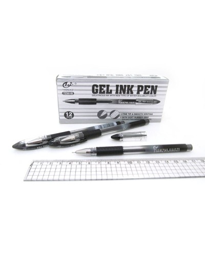 Ручка гелева з грипом, чорна, ТМ Tianjiao