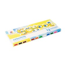 Фарби акварельні «Малята» на 12 кольорів без пензля, ТМ Гамма-Н