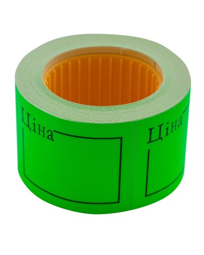 Етикетки-цінники «Ціна» 50х40 мм зелені, 150 шт., 6 м, зовнішня намотка, ТМ Buromax