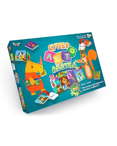 Настільна гра «Суперлото. Абетка» розважальна, у коробці 37х25х2 см, ТМ Данко Тойс