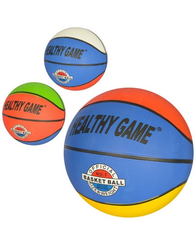 М'яч баскетбольний гумовий на 8 панелей 7 розміру з наклейкою, вагою 510 г, в асортименті, у пакеті