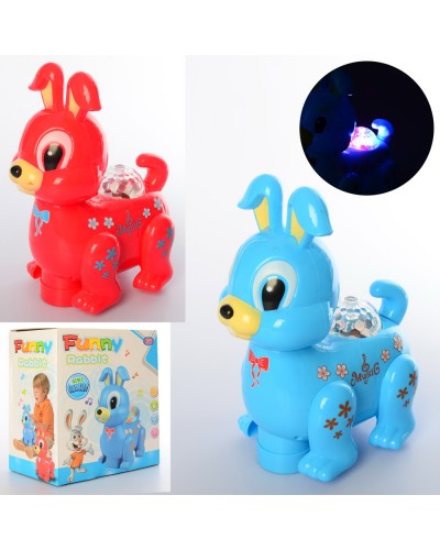 Зайчик19 см музичний зі світлом, їздить, на батарейці, в асортименті, у коробці 17х20х10,5 см