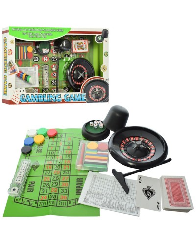 Настільна гра «Покер» з рулеткою, картами, кубиками, фішками та полотном, у коробці 51х32х6 см