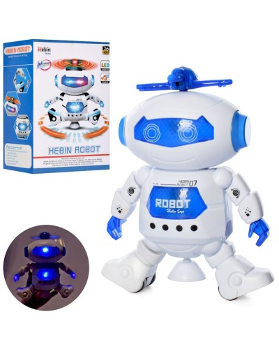 Робот 21 см зі звуком та світлом, танцює, крутиться пропелер, на батарейці, у коробці 15х22х8,5 см