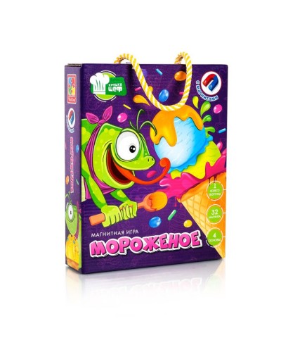 Гра настільна «Морозиво» з колеса фортуни, 4 основ та 34 магнітів, у коробці 23х5х18,5 см, ТМ Vladi Toys