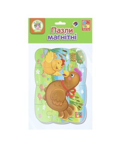 Пазли магнітні «Курочка та курча» А5 з 12 елементів, у пакеті 18х32 см, ТМ Vlady Toys