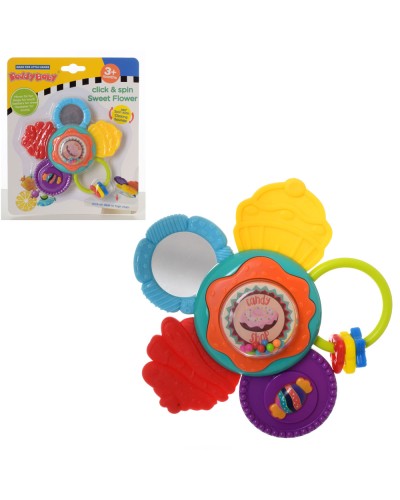 Брязкальце-прорізувач «Квітка» 15 см з дзеркальцем та присоскою, на планшетці 20х24х5,5 см