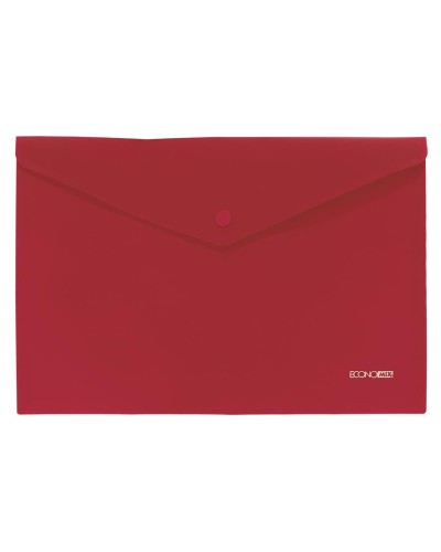 Папка-конверт на кнопці А4 180 мкм непрозора, червона, TM Economix